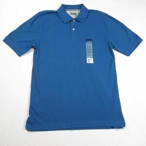 Mens Small Polo Shirt Blue Short Sleeve Basic Editions 100% Cotton NEW WITH TAG